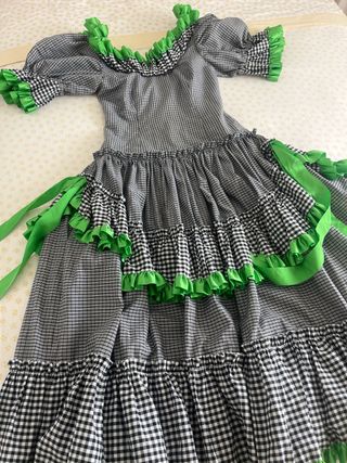 Vestido Gitana Negro y Verde Talla S