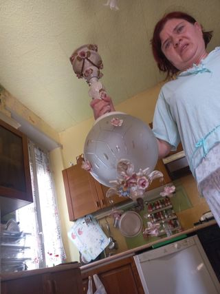 Lampadario in ceramica e vetro