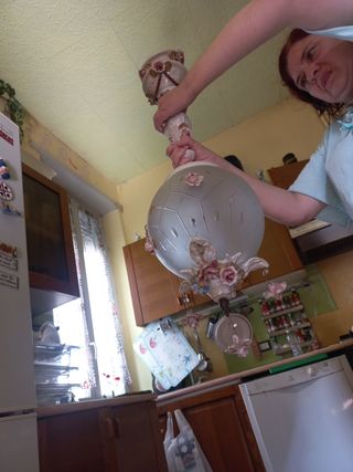 Lampadario in ceramica e vetro