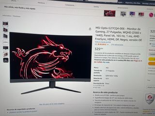 Monitor MSI Optix G27CQ4 Curvo 27 165Hz