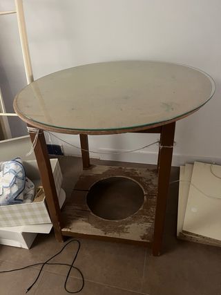 Mesa camilla madera y cristal