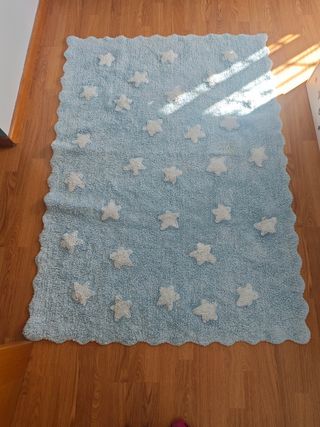 Alfombra infantil estrellas azul y blanco