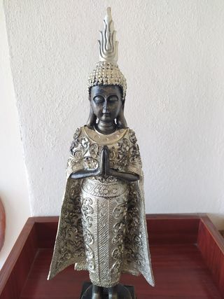 Figura Buda Grande 45 cm de pie en pedestal