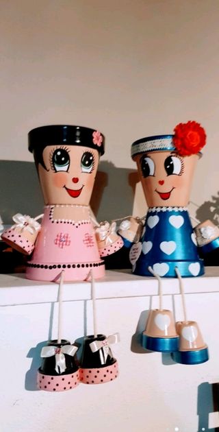 Muñeca Maceta pintada a mano.