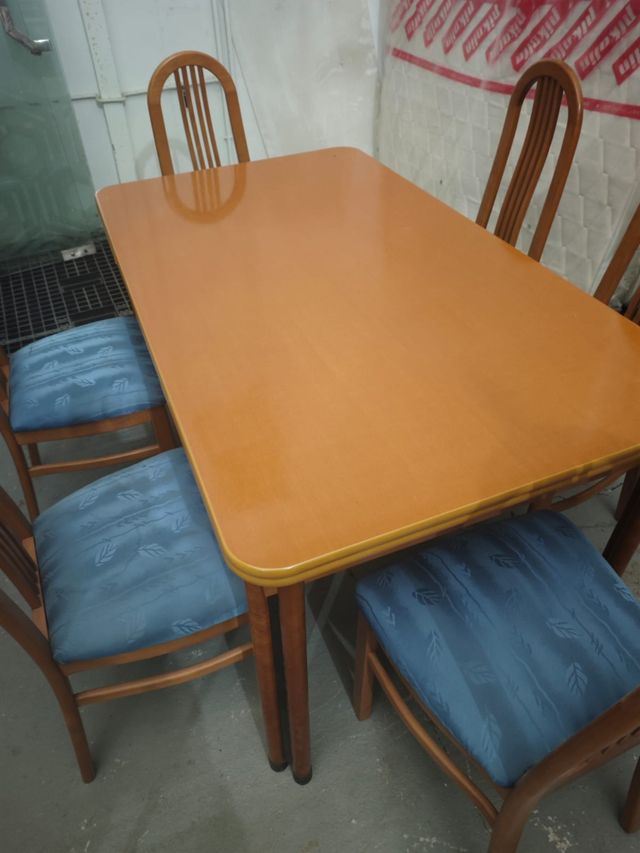 Mesa de comedor con 6 sillas.