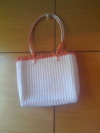 Bolso juvenil de verano naranja y blanco
