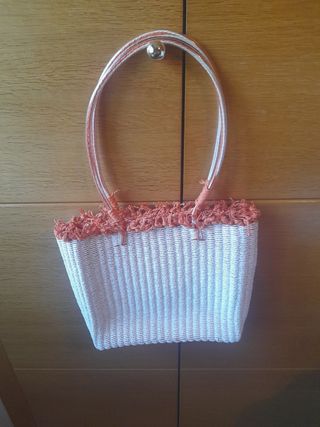 Bolso juvenil de verano naranja y blanco