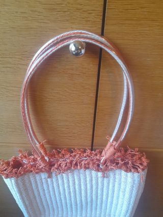 Bolso juvenil de verano naranja y blanco