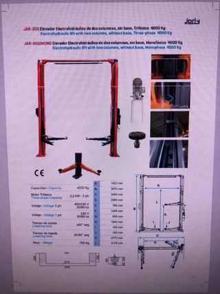 Elevador Coche Electrohidráulico 4000kg Jarly