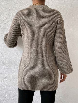 Cárdigan de punto Shein marrón con cinturón