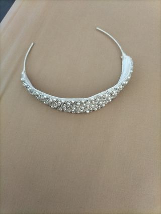 Tiara Corona Novia Perlas y Cristales