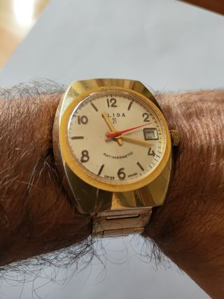 Reloj Elida Dorado 21 Joyas  cuerda  1970 Swiss