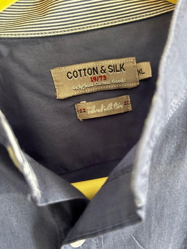 Camicia uomo, maniche lunghe Cotton & Silk blu XL