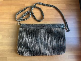 Bolso Uterqüe Gris con Pedrería