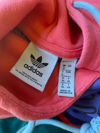 Sudadera Adidas corta multicolor capucha T.34