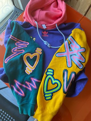 Sudadera Adidas corta multicolor capucha T.34