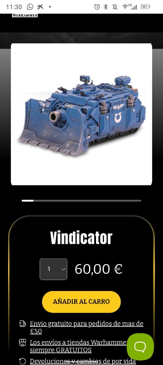 Tanque Vindicator Warhammer