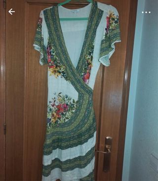 Vestido Desigual floral verde y rosa