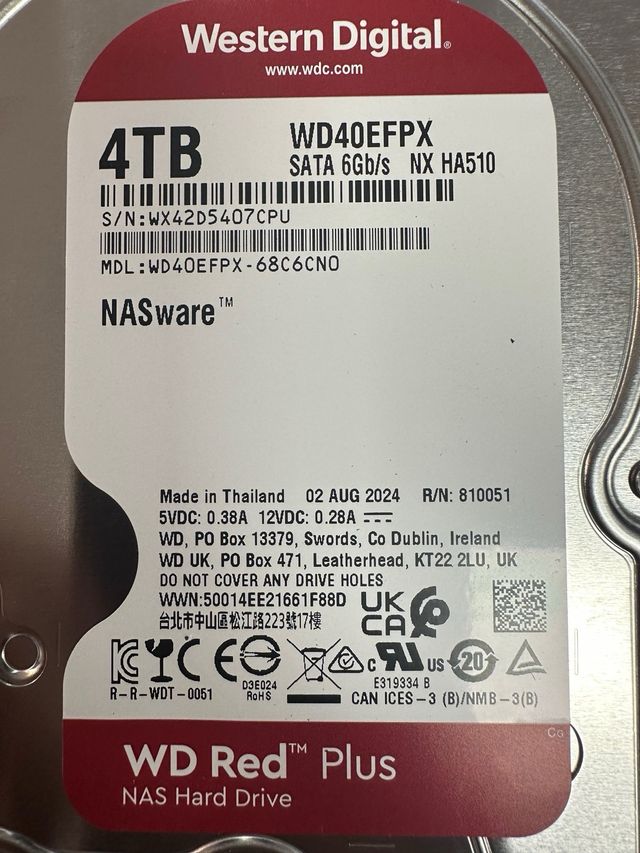 WDC WD40EFPX-68C6CN0 4000.7 GB#407CPU