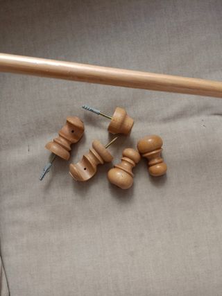 Barra Cortina Madera con Soportes