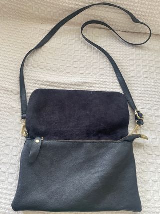 Bolso bandolera piel negro mujer