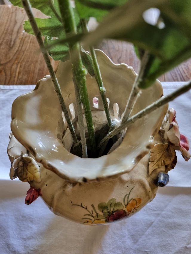 Vaso Ceramica Vintage Fiori