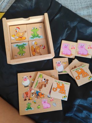 Juego de madera infantil parejas animales