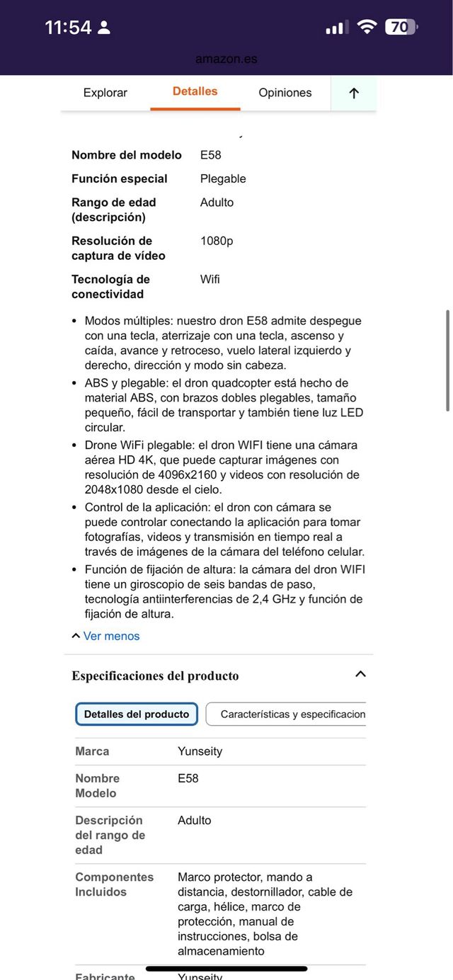 Telecamera WiFi 4K HD pieghevole Drone E58