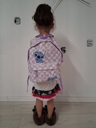 Mochila Morada Cuadros Stitch