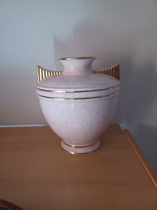 Jarrón estilo Ánfora Rosa y Dorado