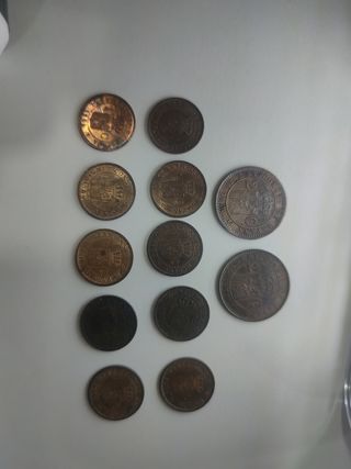 Lote 12 monedas  1 céntimo 1906 y 2 céntimos 1911