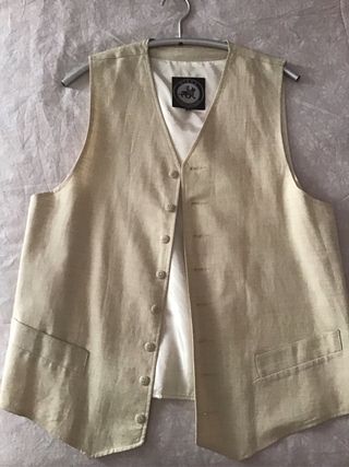 Chaleco Nikos Apostolopoulos Lino Bordado 80s
