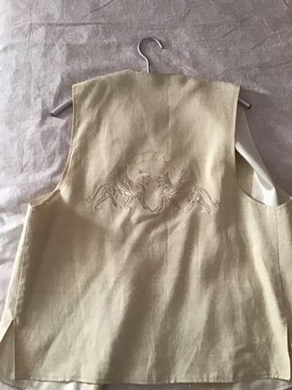 Chaleco Nikos Apostolopoulos Lino Bordado 80s