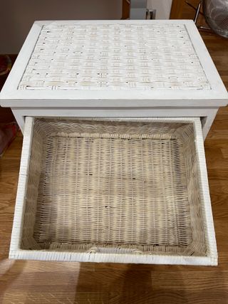 Cajonera Mimbre y Madera Blanca