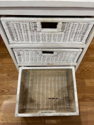Cajonera Mimbre y Madera Blanca
