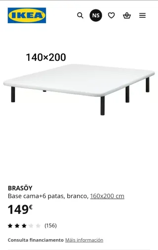Colchón con una Base tapizada IKEA con patas 