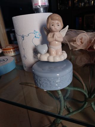 Carillon bimbo con angelo e fenicotteri