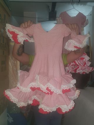 Traje de gitana rojo y blanco talla S