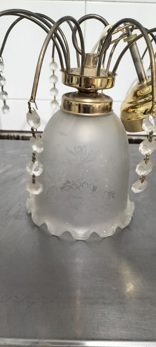 2 Lámparas de Techo Doradas con Cristales