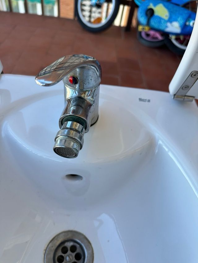 Lavabo y bidé Roca blancos