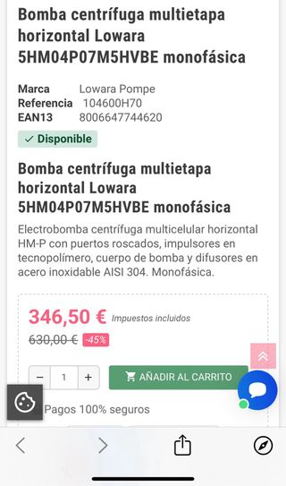 Grupo Presión Bomba Lowara Presscontrol Compact