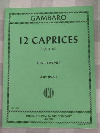 Partitura Gambaro 12 Caprices Opus 18 Clarinete