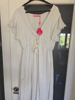 Vestido Boho Largo Blanco Flamenco