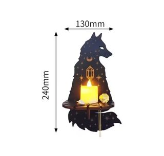 Estante repisa de pared lobo en madera negro dorad