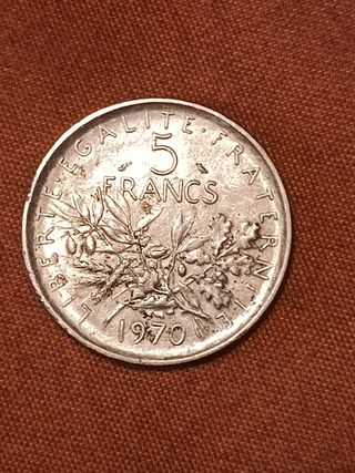 5 Franchi 1970 Moneta Francese