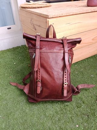 Mochila de cuero vintage marrón