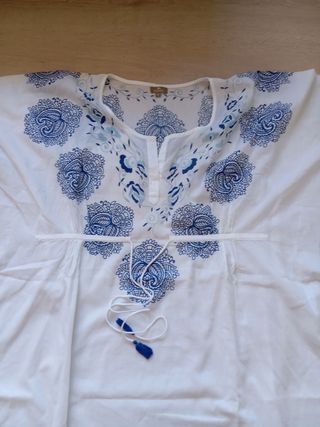 Camisola fina Dayaday azul y blanco