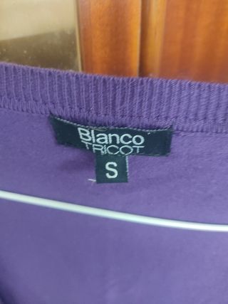Blanco Chaqueta de Punto Morada Talla S