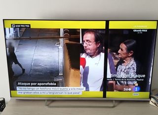 TV Samsung 50 con línea lateral negra funciona