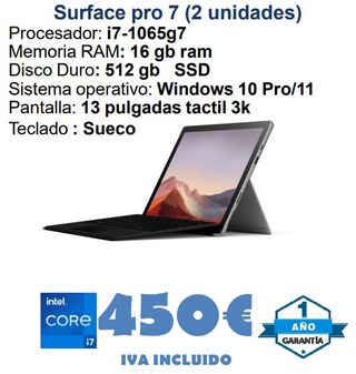 Surface Pro 7 i7 16GB RAM 512GB SSD